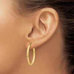 14k 3mm Oval Hoop Earrings