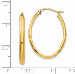 14k 3mm Oval Hoop Earrings