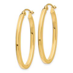 14k 2mm Oval Hoop Earrings