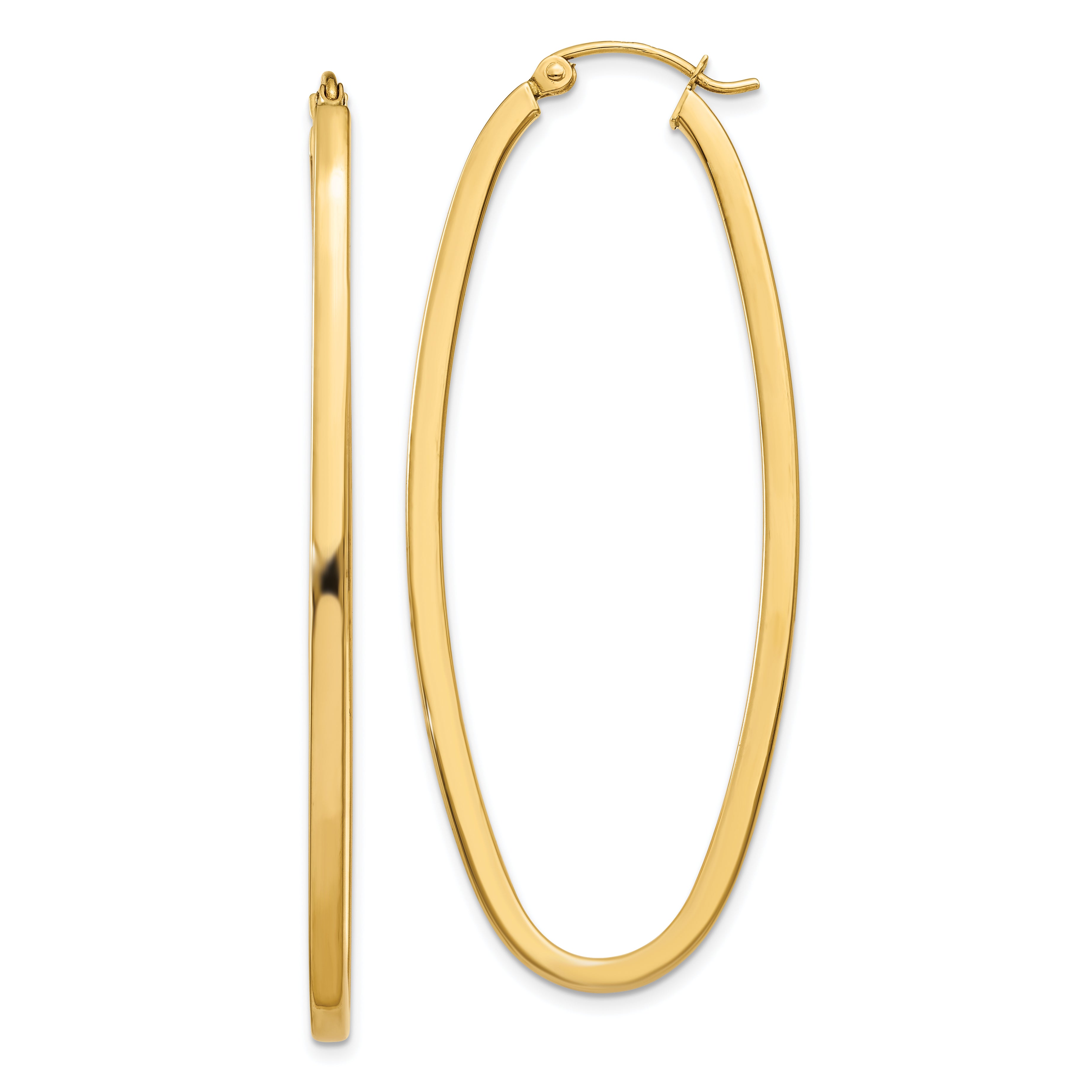 14k 2mm Large Oval Hoop Earrings