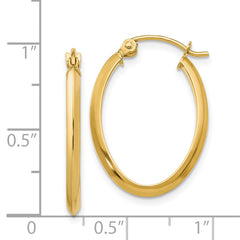 14k 2mm Oval Hoop Earrings