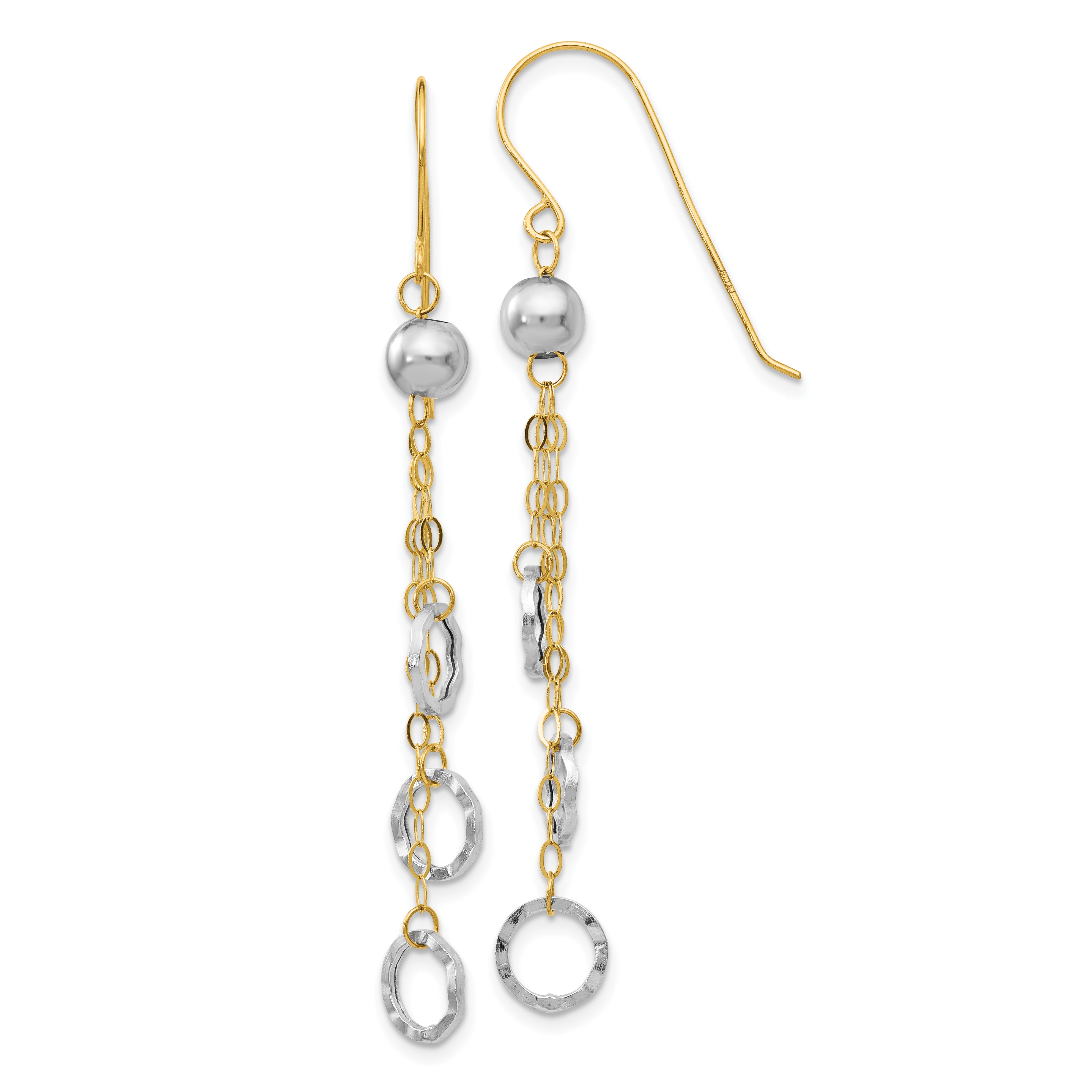 14k Two-tone Circle Dangle Earrings