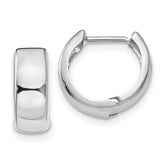 14k White Gold Polished Hinged Hoop Earrings