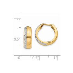 14k Two-tone Textured Hinged Hoop Earrings