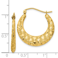 14K Laser Cut Patterned Hoop Earrings