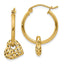 14K Moveable Heart Hoop Earrings