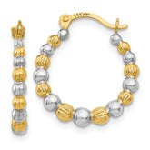 14K & Rhodium Beaded Hoop Earrings