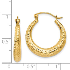 14K Diamond Cut Hollow Hoop Earrings