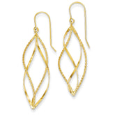 14K Polished and Textured Twisted Dangle Earrings