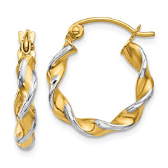 14K With White Rhodium Polished 2.75mm Fancy Twisted Hoop Earrings