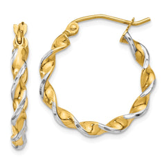14K With White Rhodium Polished 2.75mm Fancy Twisted Hoop Earrings