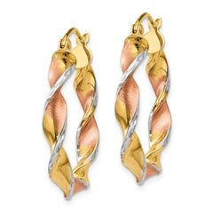 14K & Rhodium Twisted Hoop Earrings