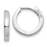 14K White Gold Round Hinged Hoop Earrings