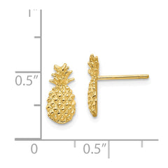 14k Polished & Textured Pineapple Post Earrings