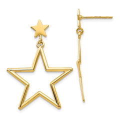 14K Star Dangle Post Earrings