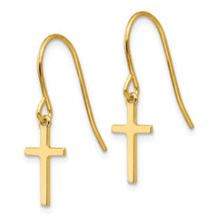 14K Dangle Cross Shepherd Hook Earrings