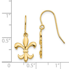 14k Polished Fleur de lis Dangle Earrings