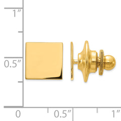 14K Gold Men's Square Tie Tac with Engravable Polished Finish