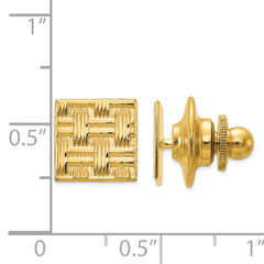 14K Gold Men's Polished Basketweave Tie Tac with Textured Finish