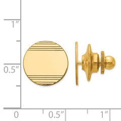 14K Gold Men's Polished Engravable Tie Tac with Grooved Design