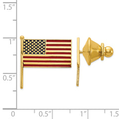 14K Gold Enameled Flag Tie Tac with Polished Finish for Men