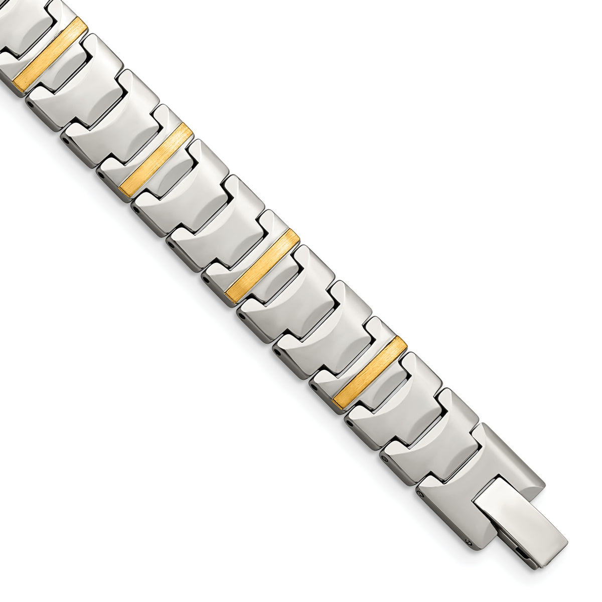 Chisel Tungsten with 14k Gold Polished Link 8.75 inch Bracelet