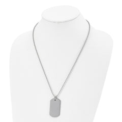 Chisel Tungsten Polished Dog Tag 22 inch Necklace