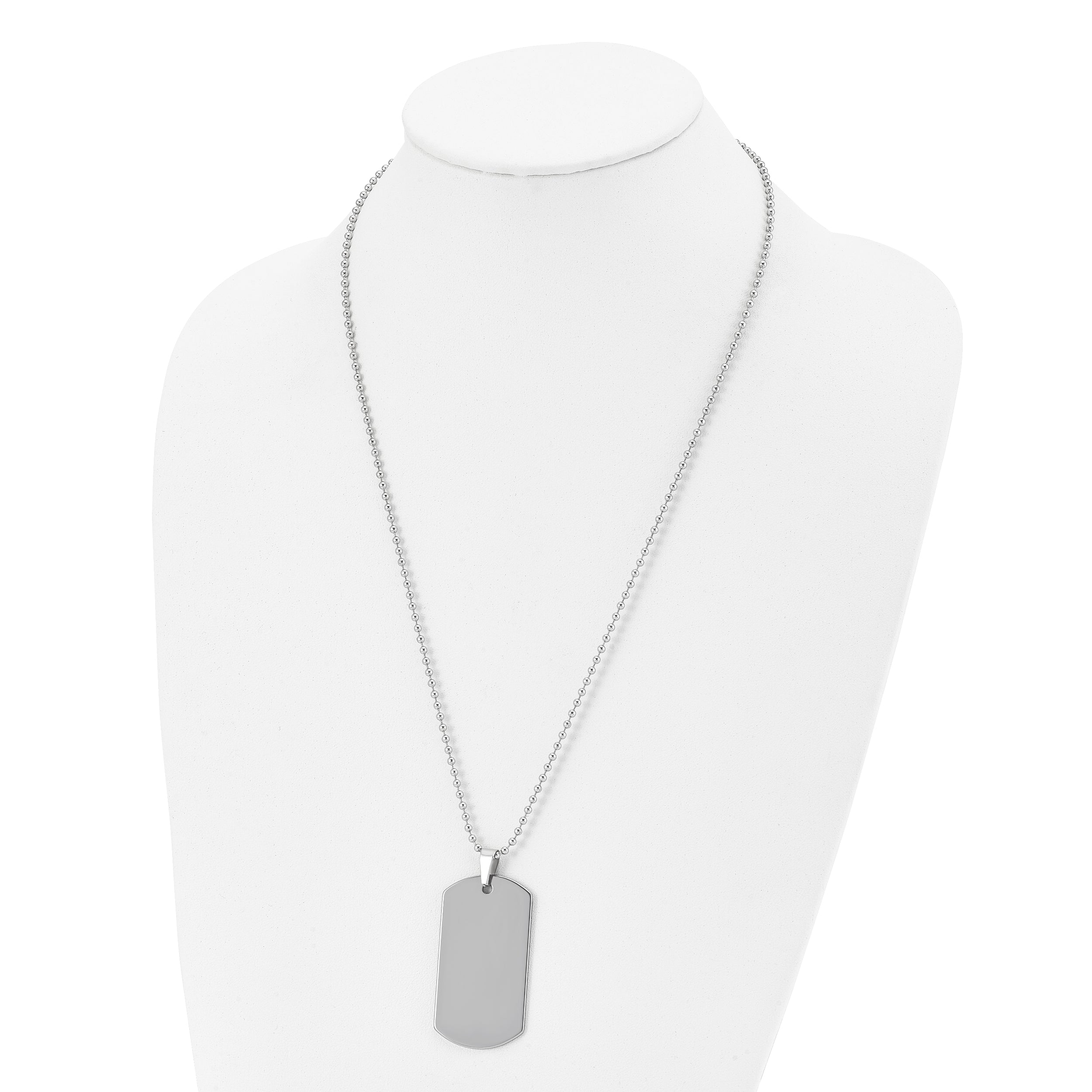 Chisel Tungsten Polished Dog Tag 24 inch Necklace