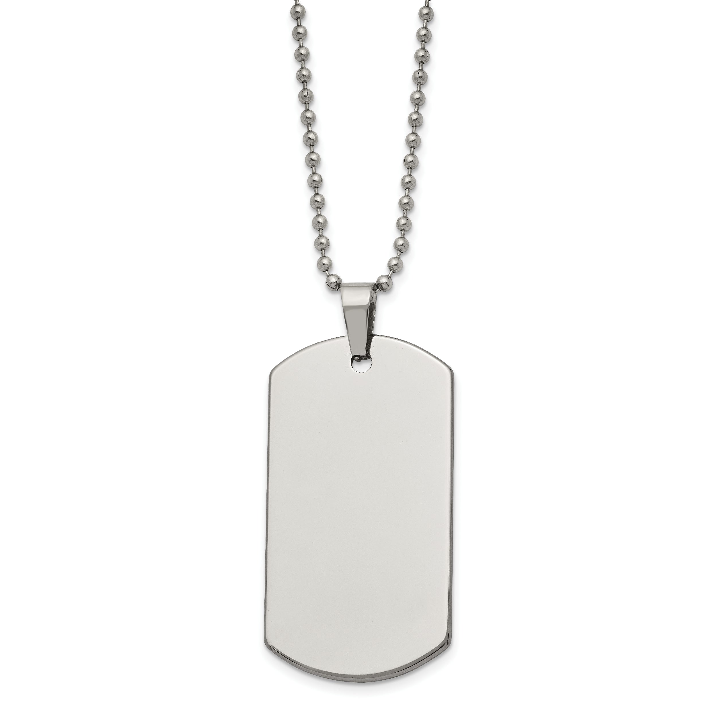 Chisel Tungsten Polished Dog Tag 24 inch Necklace