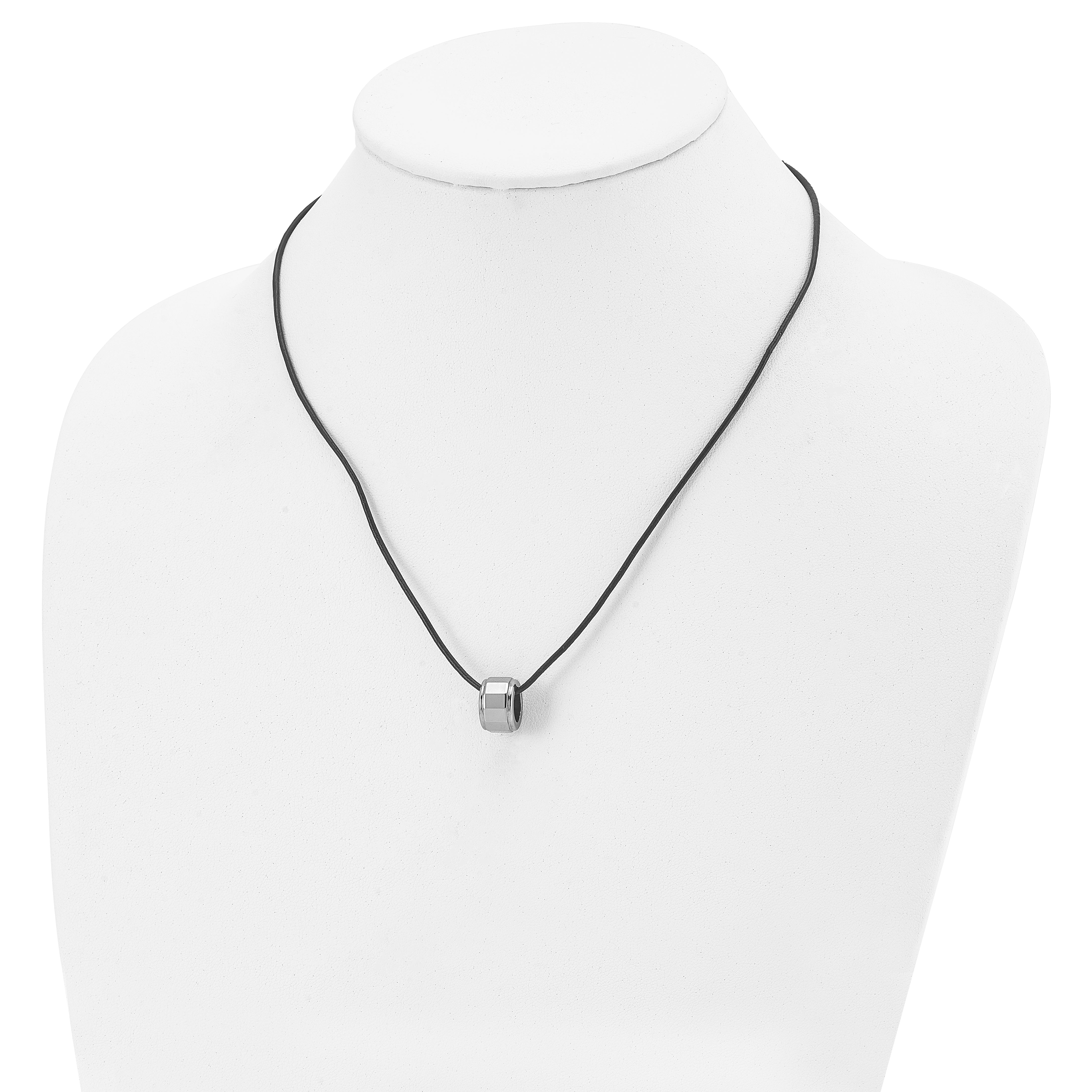 Chisel Tungsten Polished Leather Cord 18 inch Necklace