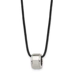Chisel Tungsten Polished Leather Cord 18 inch Necklace