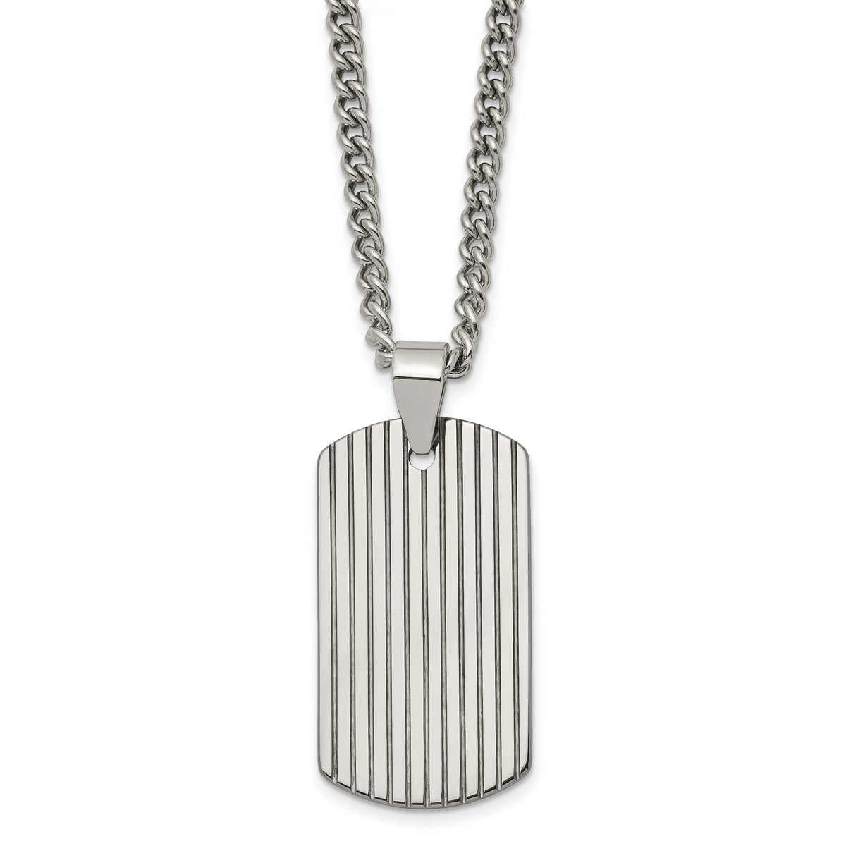 Chisel Tungsten Polished Dog Tag 22 inch Necklace
