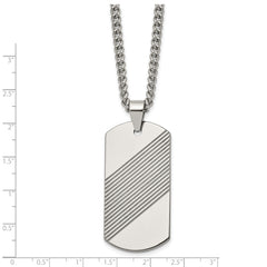 Chisel Tungsten Textured and Polished Dog Tag 24 inch Necklace