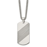 Chisel Tungsten Textured and Polished Dog Tag 24 inch Necklace