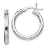 Sterling Silver Rhodium-plated Polished Hinged Hoop Earrings
