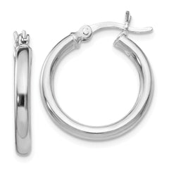 Sterling Silver Rhodium-plated Polished Hinged Hoop Earrings