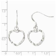 Leslie's Sterling Silver Textured Heart Shepherd Hook Dangle Earring