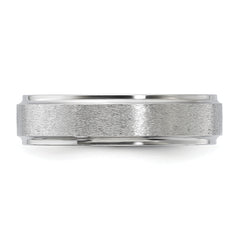 Vitalium Grain Finish Center Ridged Edge Flat 6mm Band