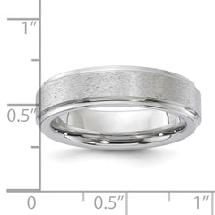 Vitalium Grain Finish Center Ridged Edge Flat 6mm Band