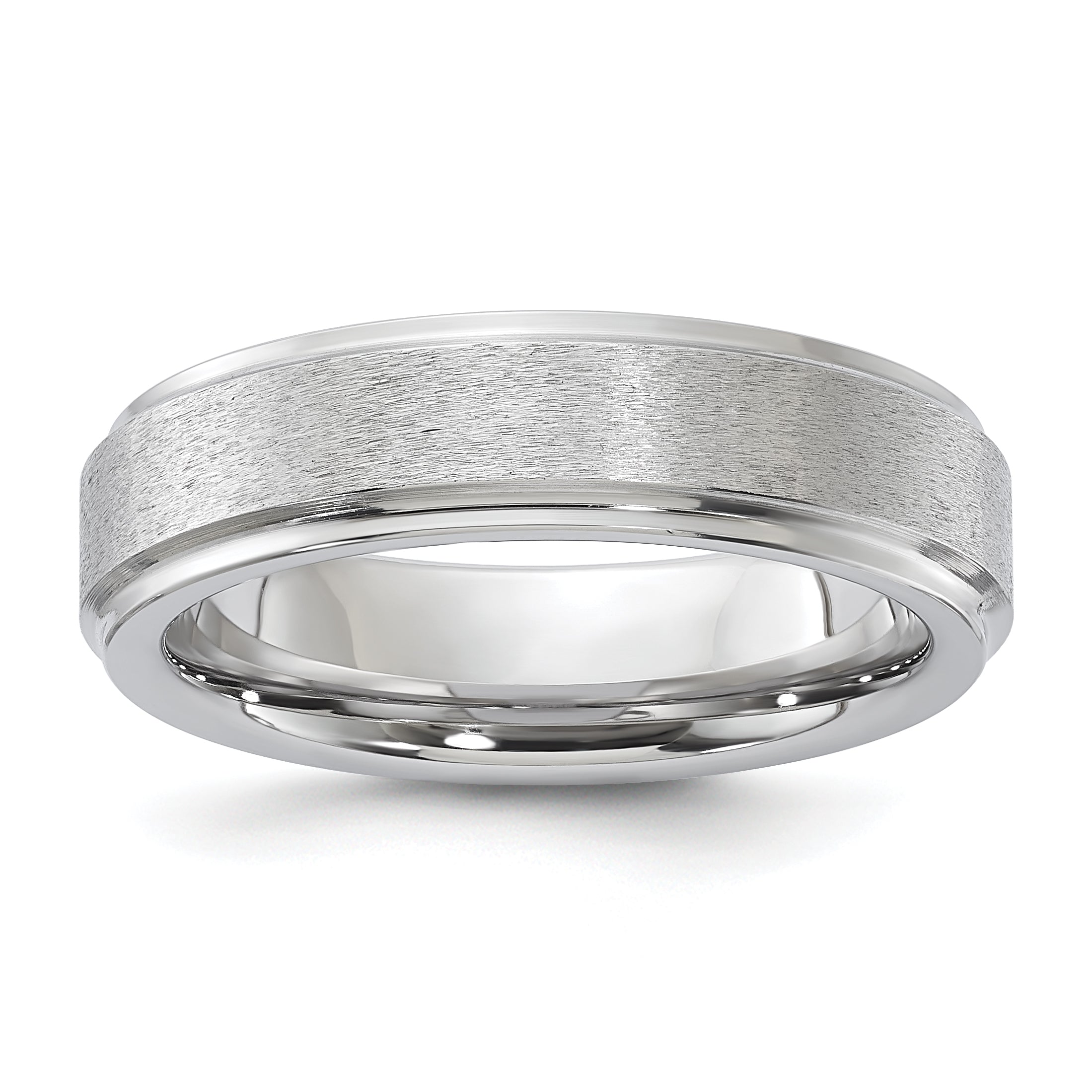 Vitalium Grain Finish Center Ridged Edge Flat 6mm Band