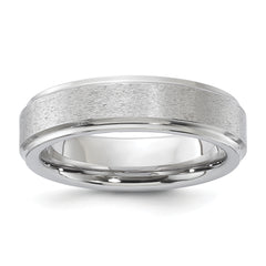 Vitalium Grain Finish Center Ridged Edge Flat 6mm Band