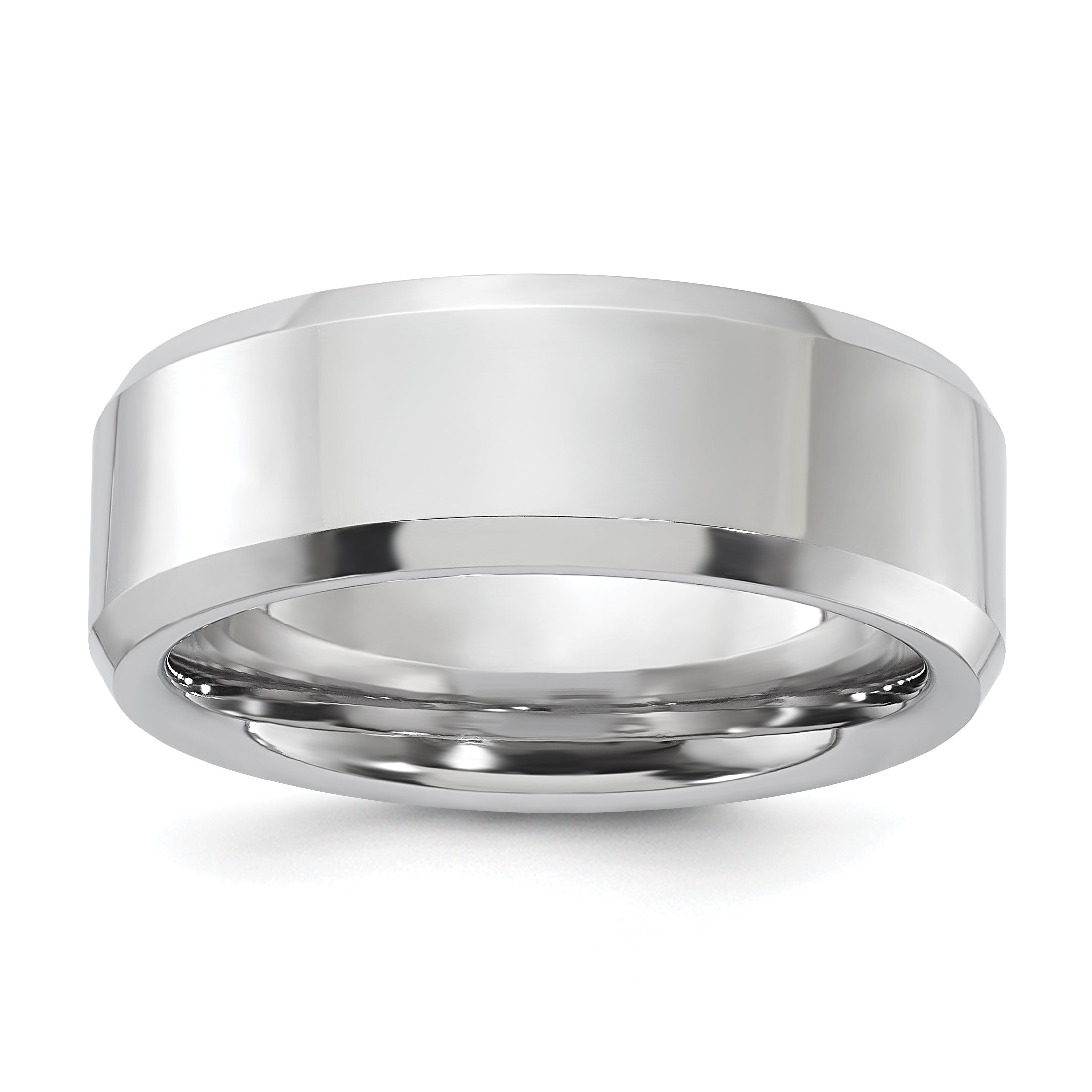 Vitalium Polished 8mm Beveled Edge Band