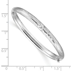 14k 3/16 White Gold Florentine Hinged Baby Bangle
