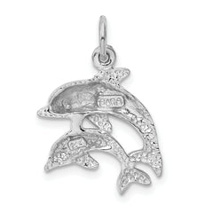 14K White Gold Dolphin Charm