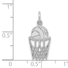 14K White Gold Basketball Charm