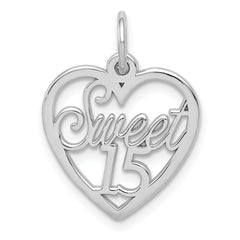 14k White Gold Sweet 15 Charm