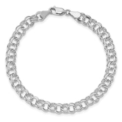14k White Gold Double Link Charm Bracelet