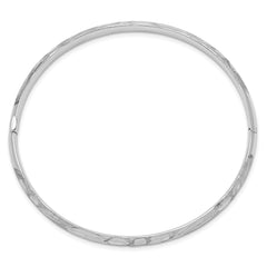14k 3/16 White Gold Florentine Engraved Hinged Bangle