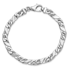 14K White Gold 8 inch 6.7mm Hand Polished Fancy Link with Fancy Lobster Clasp Bracelet