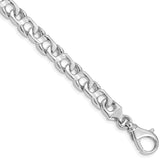14K White Gold 8 inch 7.4mm Hand Polished Fancy Link with Fancy Lobster Clasp Bracelet